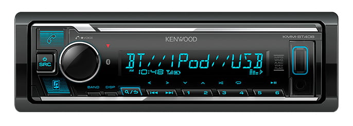 Автомагнитола Kenwood KMM-BT408, 1 DIN, Bluetooth, USB Type-A, AUX, съёмная панель