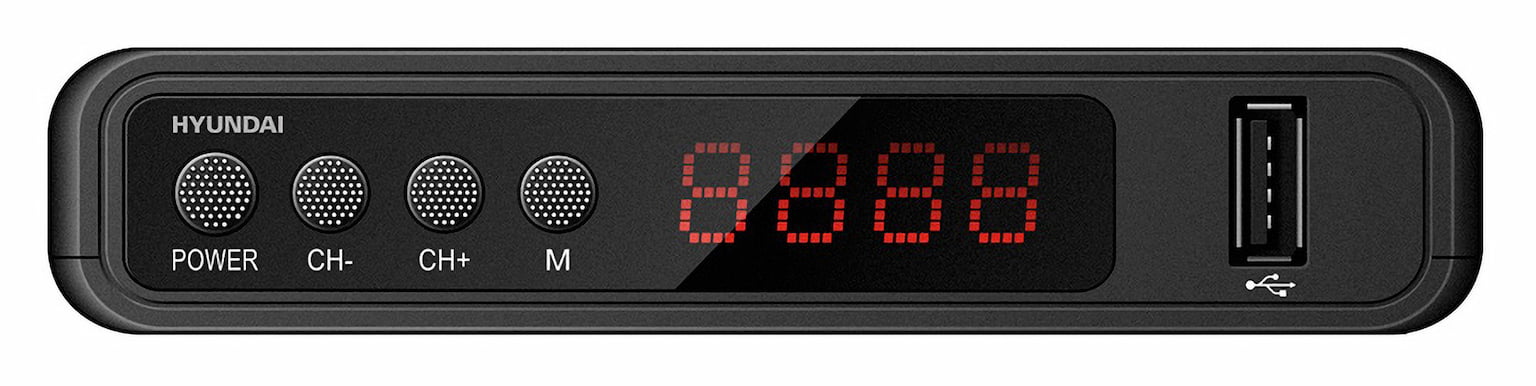Приставка для цифрового ТВ Hyundai H-DVB520 черный, DVB-T2, DVB-T, DVB-C, HDMI, USB 2.0 х2