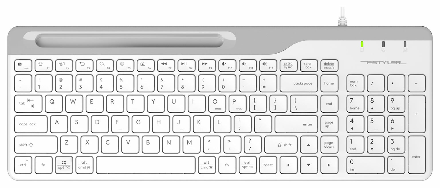 Клавиатура проводная A4Tech Fstyler FK25, USB, белый/серый