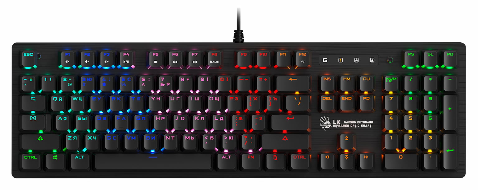 Клавиатура проводная A4 Bloody B820R Blue S механическая черный USB LED