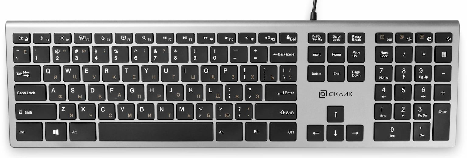 Клавиатура Oklick 890S проводная, USB Type-A, серый