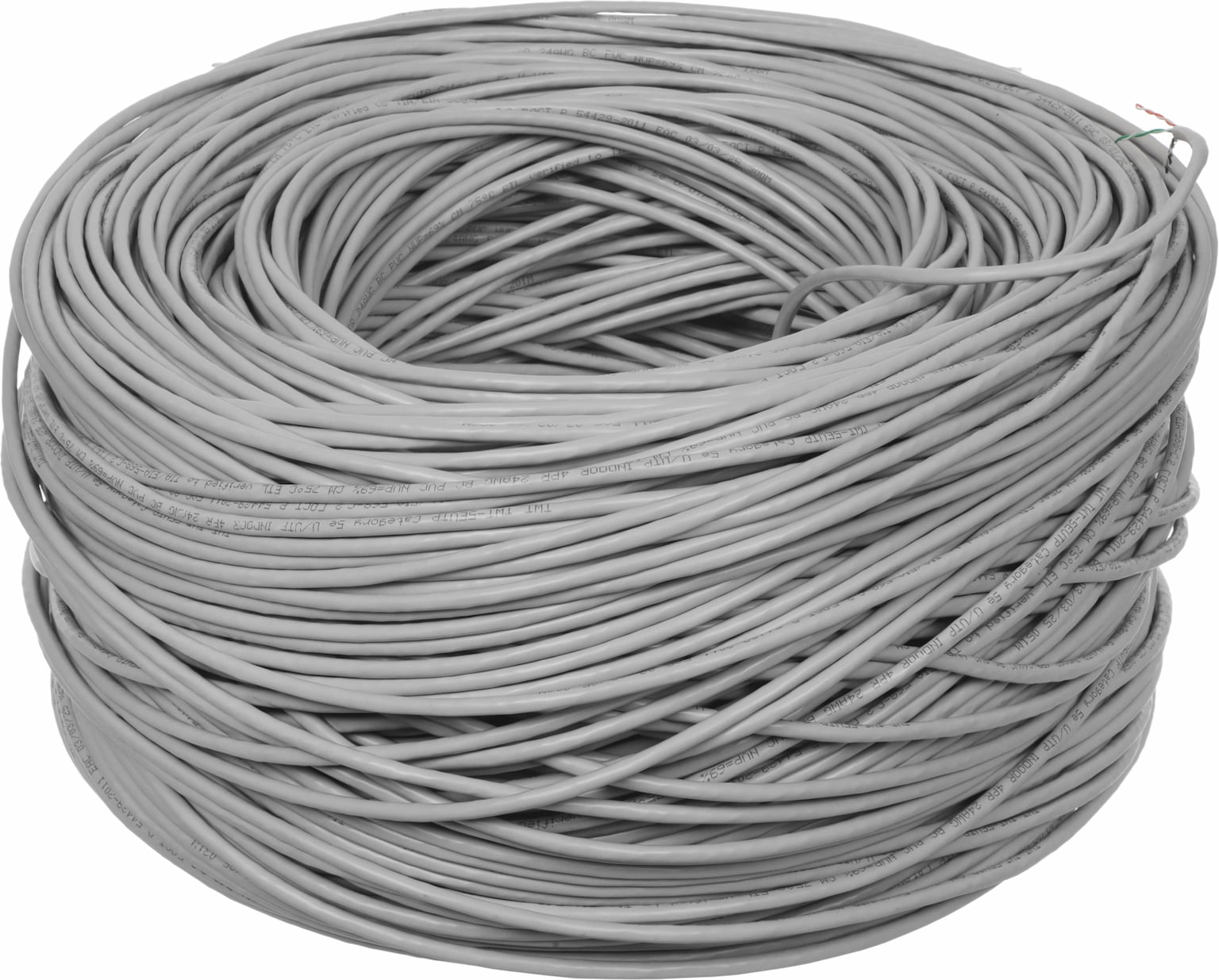 Кабель информационный Lanmaster TWT-5EUTP кат.5е U/UTP не экранированный 4X2X24AWG PVC внутренний 305м серый