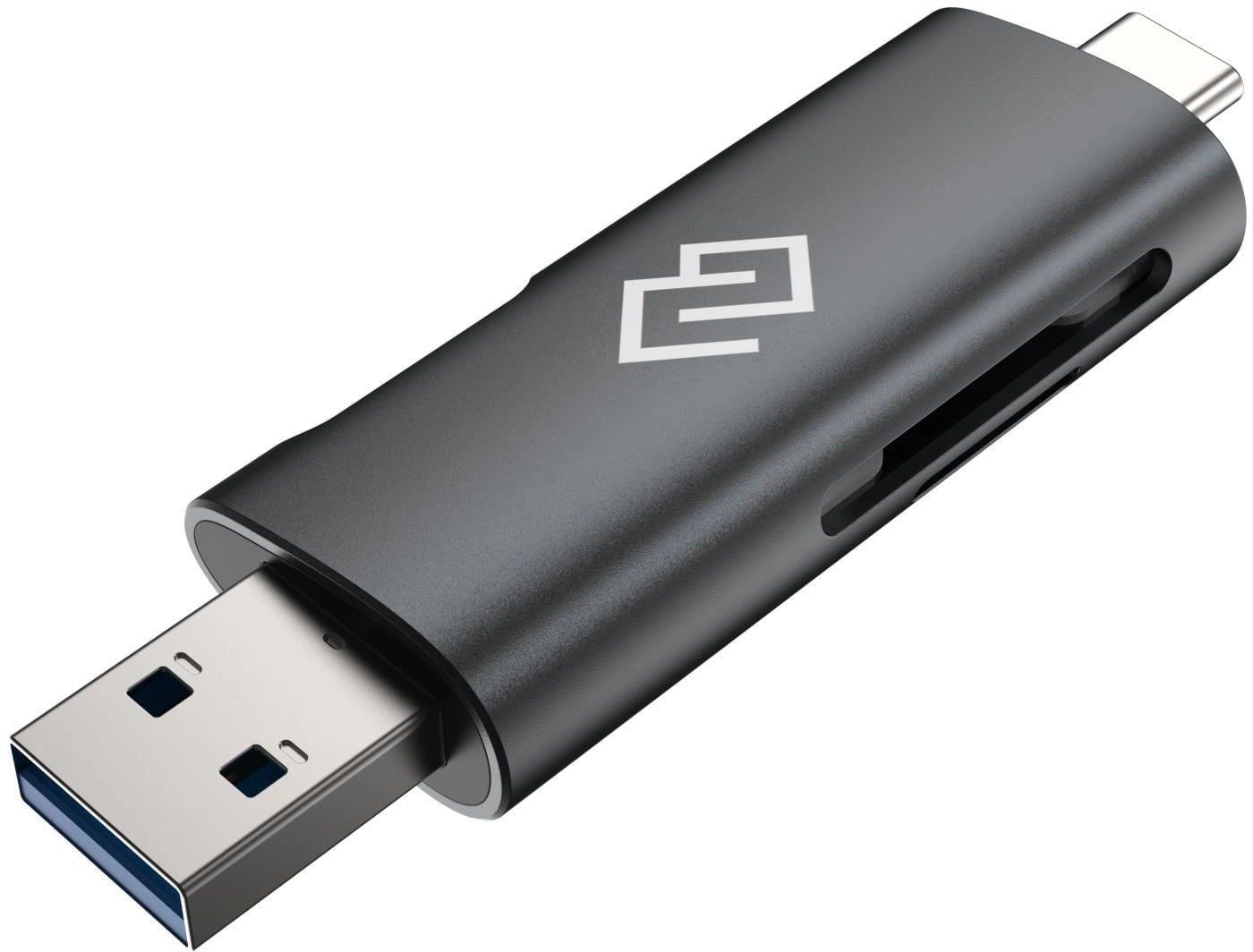 Кард-ридер Digma CR-СU2520-G/серый/SD/TF/micro-SD/micro-SDXC/miсro-SDHC/USB 2.0/Type-C/алюминий