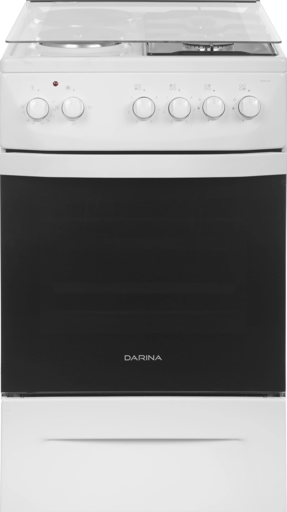 Плита комбинированная Darina 1D KM 241 337 W белый/черный, конфорок 4 шт, духовка 50 л, 50 см x 85 см x 60 см
