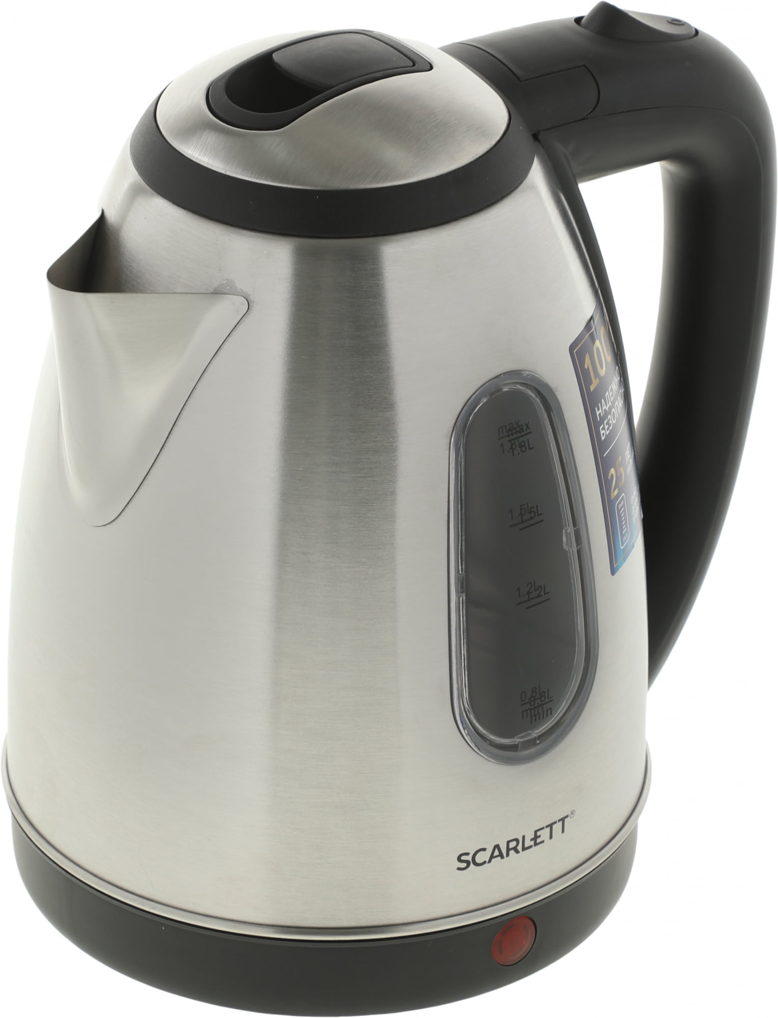 Чайник электрический Scarlett SC-EK21S88 1.8 л, 2200 Вт, черный/серебристый (корпус: нержавеющая сталь)