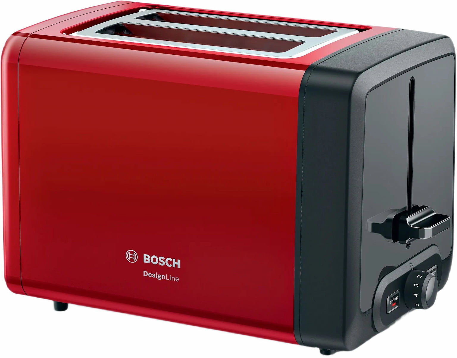 Тостер Bosch TAT4P424 красный/черный, 970 Вт, 2 слота
