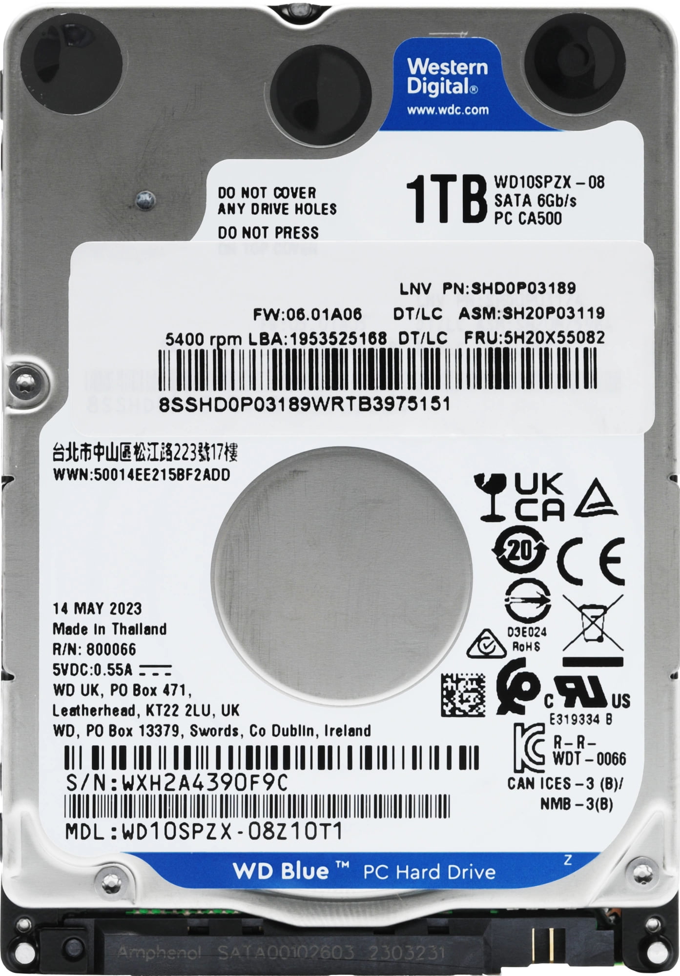 Жесткий диск HDD WD Blue 1Tb 5400rpm SATA 128Mb 2.5"