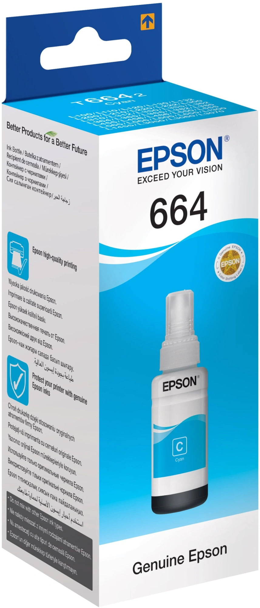 Чернила Epson L100/110/200/210/300/355/550/555 (O) C13T66424A, cyan, 70ml