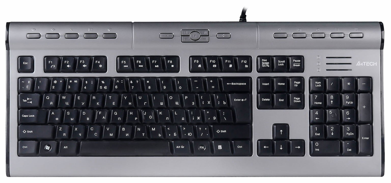 Клавиатура проводная A4Tech KLS-7MUU USB серебристый/черный