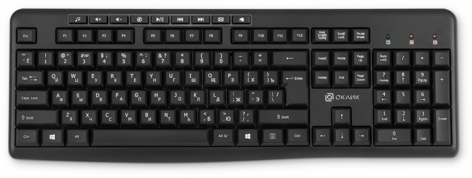 Клавиатура Oklick K225W беспроводная, радиоканал, чёрный