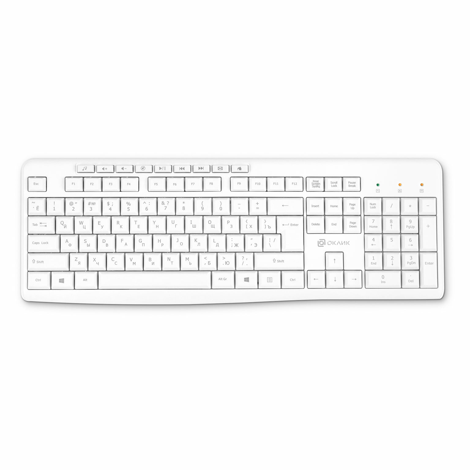 Клавиатура Oklick K225W беспроводная, радиоканал, белый