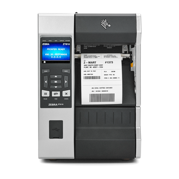 Принтер этикеток термотрансферный Zebra ZT610 (ZT61042-T2E0200Z) 4", 203 dpi, 356 мм/сек, USB, RS-232 (COM порт, Serial), USB Host, Bluetooth, WiFi, серый