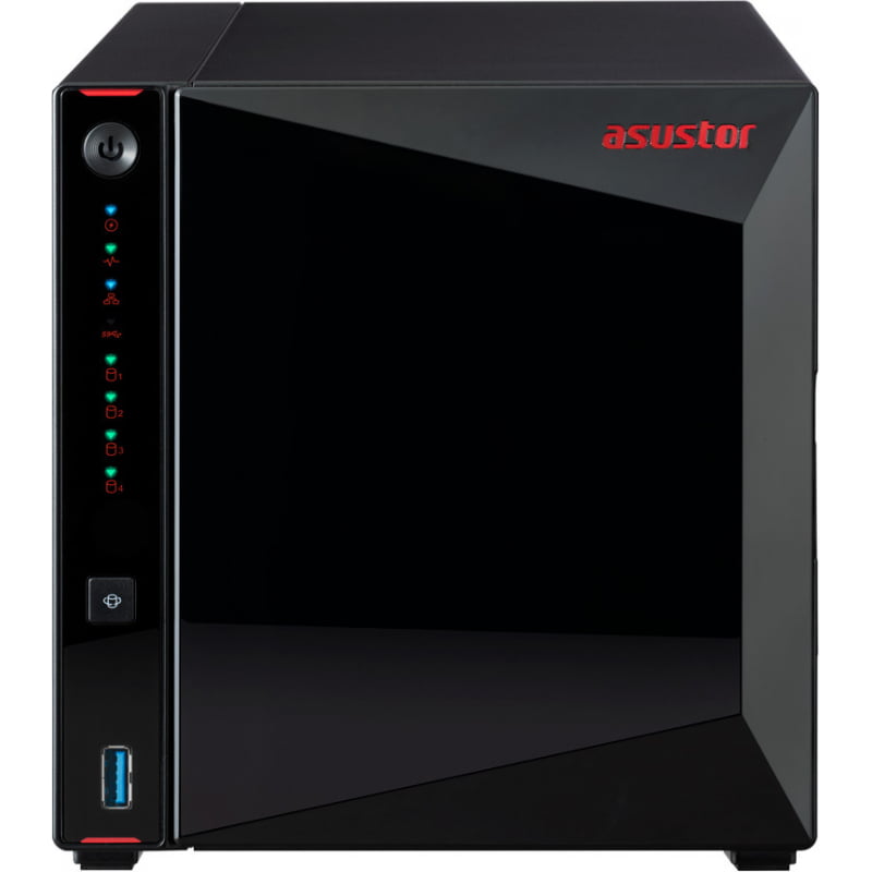 Сетевое хранилище ASUSTOR AS5304T 4-Bay NAS/Media player/Intel Celeron J4105 1.5GHz, up to 2.5 GHz(Quad-Core), 4GB SO-DIMM DDR4, noHDD(HDD,SSD),/2x2,5GbE(LAN)/3xUSB3.2,HDMI/4ip camera license; 90IX0181-BW3S10