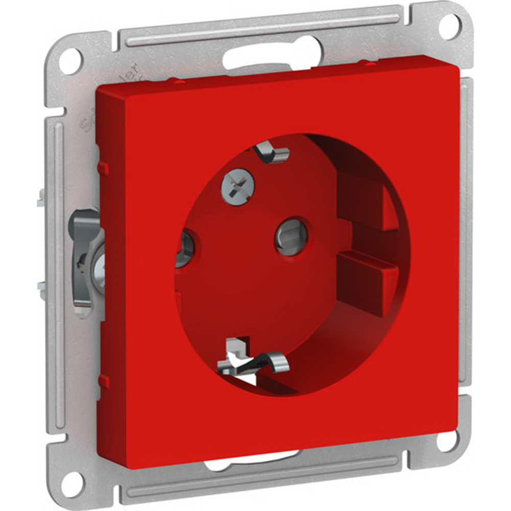 Розетка с заземлением со шторками, 16А, механизм ATN002045 Schneider Electric ATLASDESIGN Красный