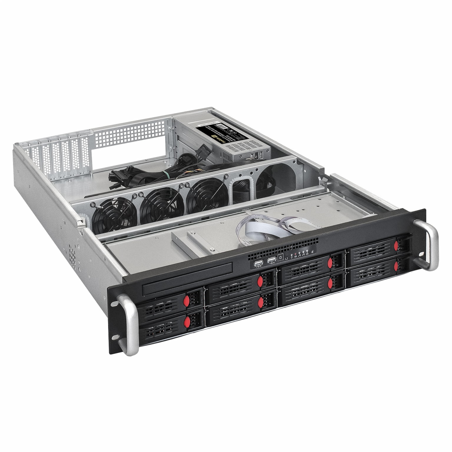 Серверная платформа ExeGate EX292416RUS Pro 2U550-HS08 RM 19", высота 2U, глубина 550, Redundant БП 2x1000W, 8xHotSwap, USB