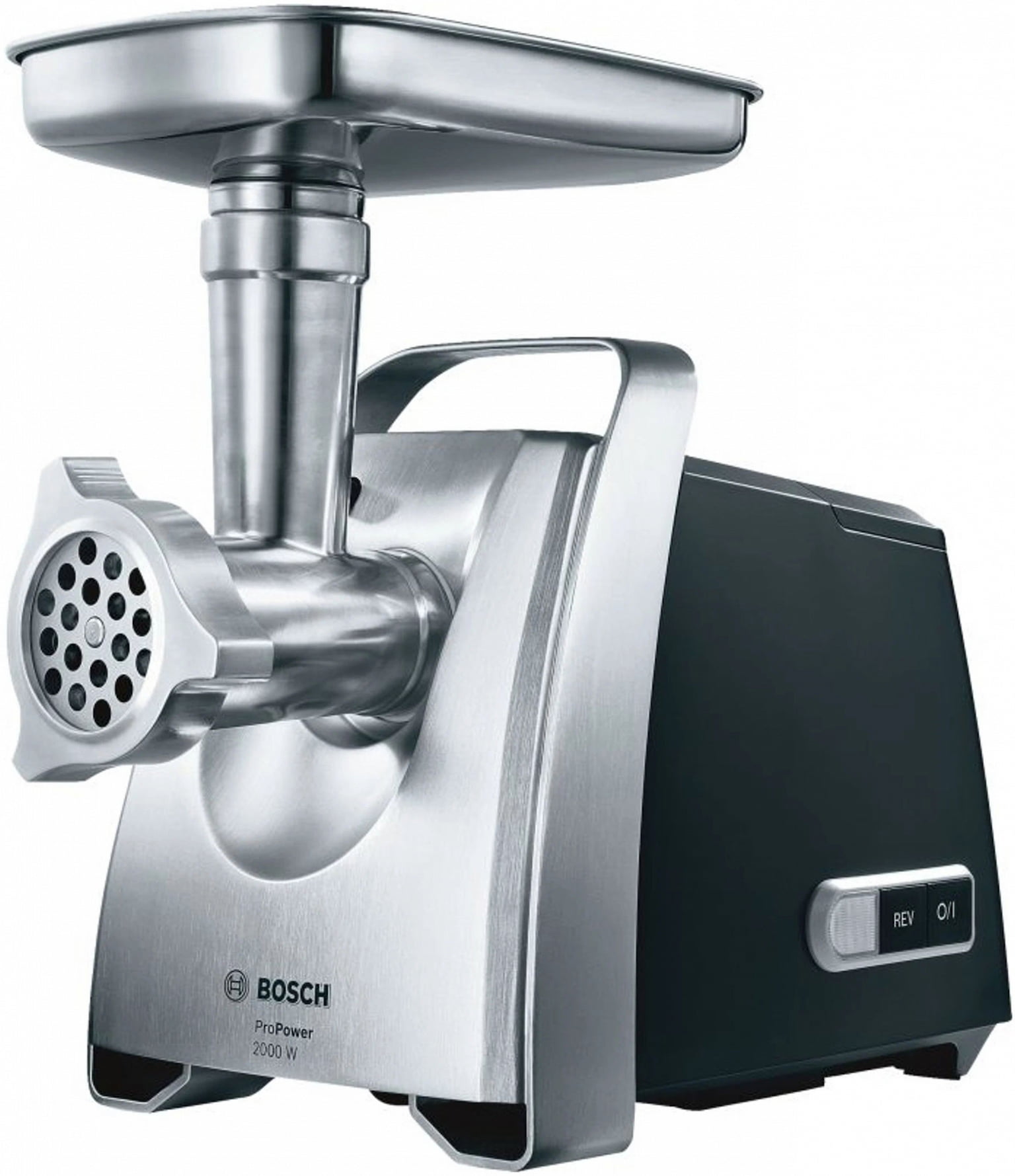 Мясорубка электрическая Bosch MFW68680 черный, 2200 Вт, 4.3 кг/мин, реверс, защита от перегрузки, насадки - 5