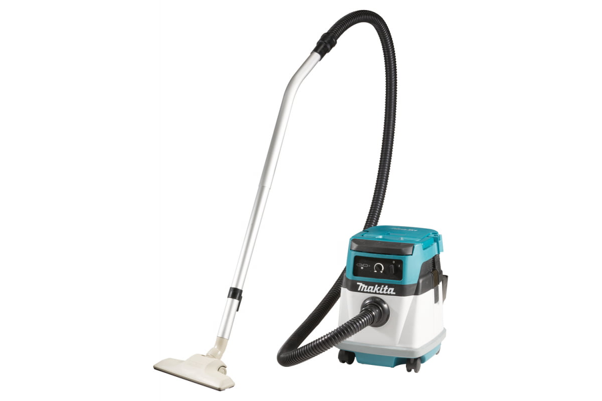 Строительный пылесос Makita DVC150LZ гибридное, белый, 320 Вт, уборка сухая/влажная, пылесборник мешок/контейнер, 15 л
