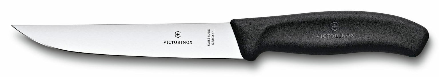 Нож кухонный Victorinox Swiss Classic (6.8103.15B) стальной разделочный лезв.150мм прямая заточка черный блистер
