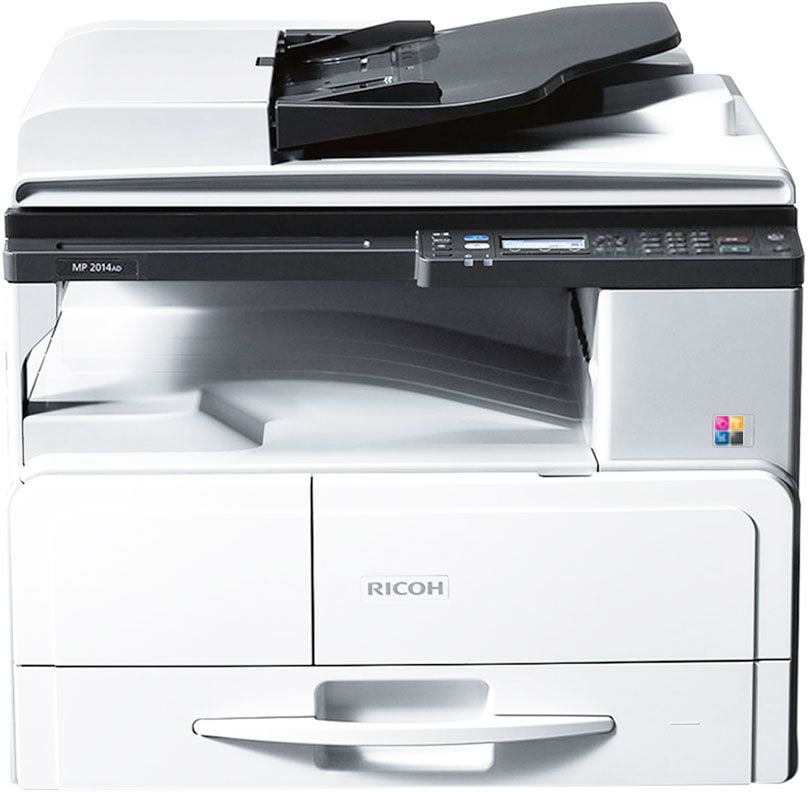 МФУ лазерное Ricoh MP 2014AD (912356/417378), A3, ч/б, печ. до 20 стр/мин. (А4) до 12 стр/мин. (А3), скан. до 6 стр/мин (цв.) 15 стр/мин (ч/б), 600x600dpi, USB
