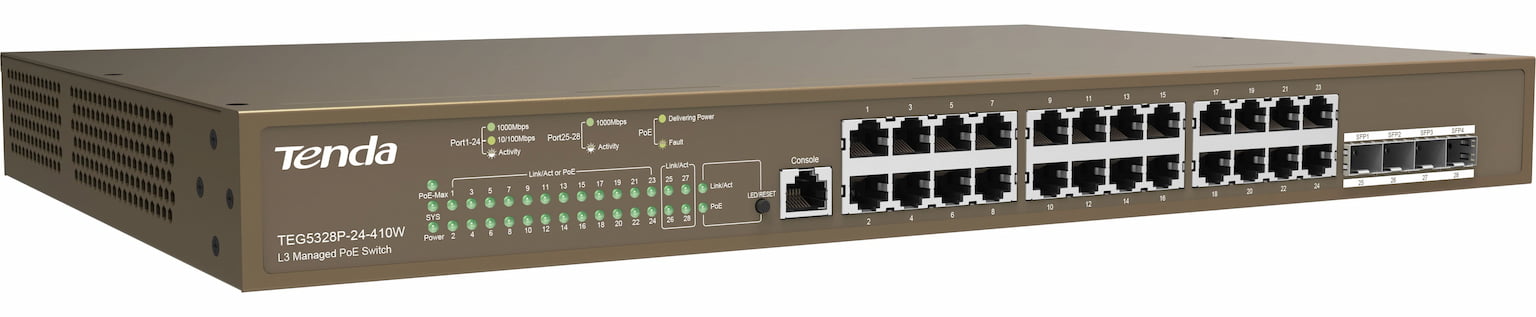 Коммутатор Tenda TEG5328P-24-410W 24PORT 1000M POE 4SFP