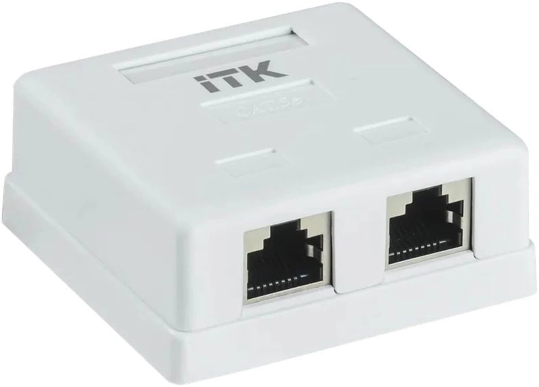 Розетка компьютерная информационная RJ45 кат.5е FTP 2 порта настенная GENERICA ITK CS2-1C5EF-22-G