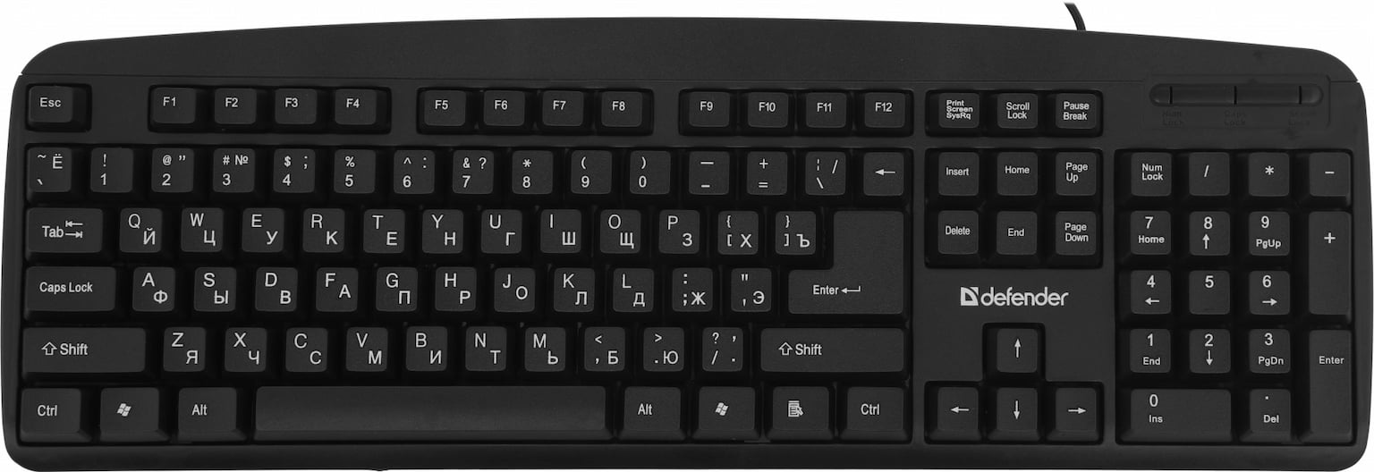 Клавиатура проводная Defender Office HB-910 RU, USB, черный