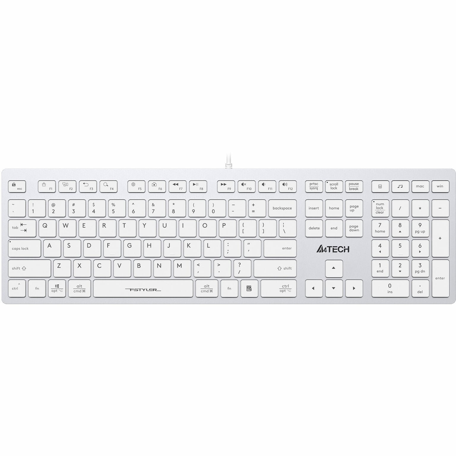 Клавиатура проводная A4Tech Fstyler FX50, USB, белый
