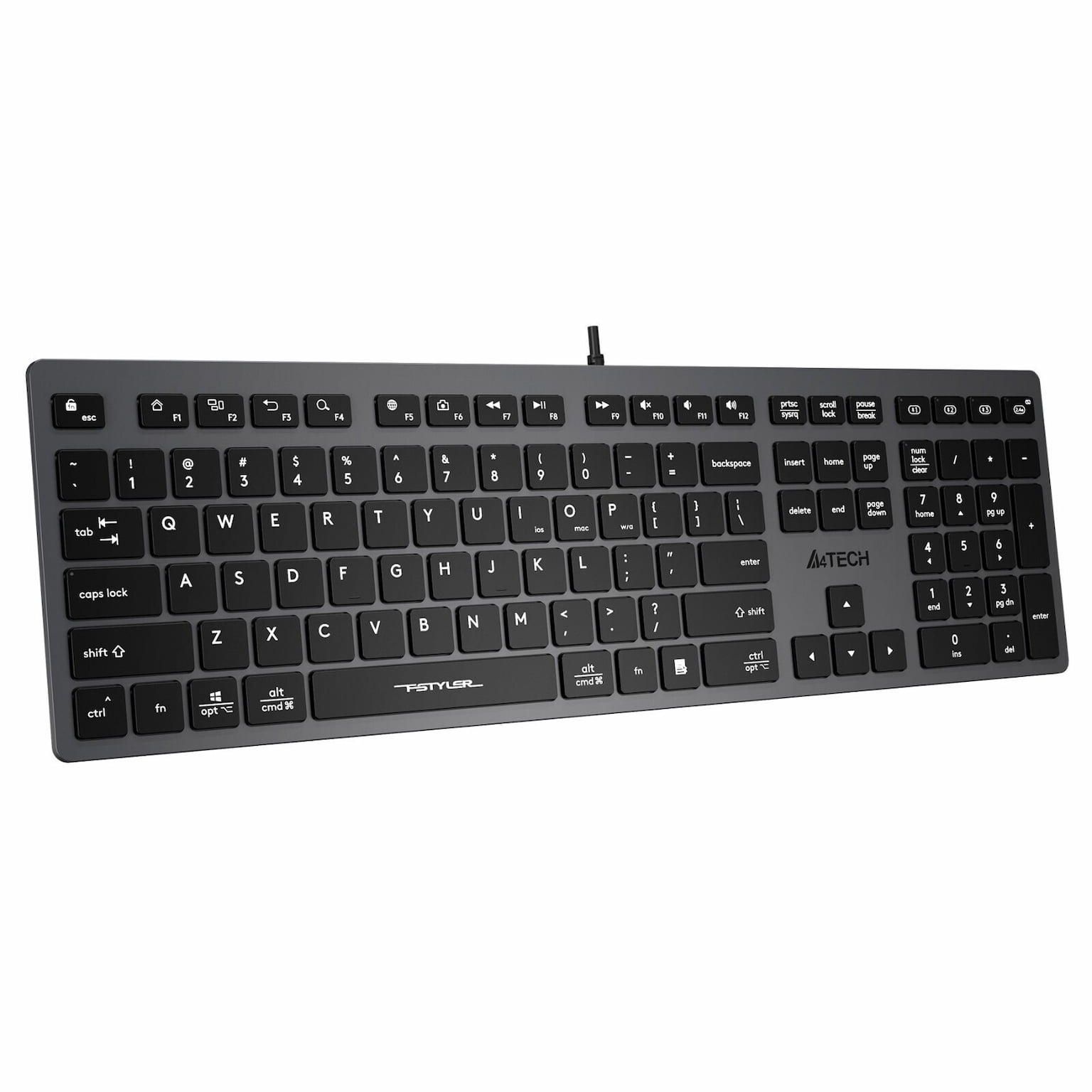 Клавиатура проводная A4Tech Fstyler FX50, USB, серый