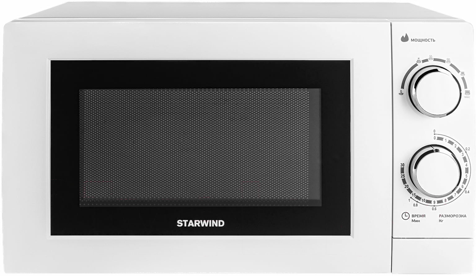 Микроволновая печь Starwind SMW3820 белый, 20 л, 700 Вт, переключатели - поворотный механизм